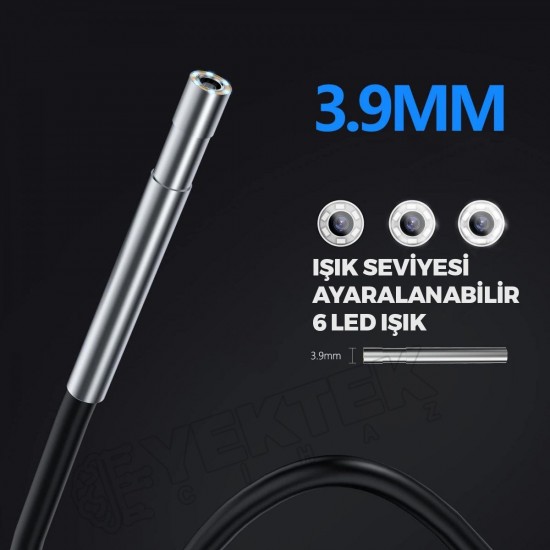 Endüstriyel LED Işıklı Endoskop Kamera 4,3 İnç HD Ekran, Otomotiv Sektörü İçin Uyumlu (3.9mm, 2m)