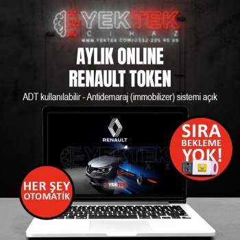 Renault Online Token – Aylık Lisans (ADT Uyumlu, İmmobilizer Sistemi Açık)