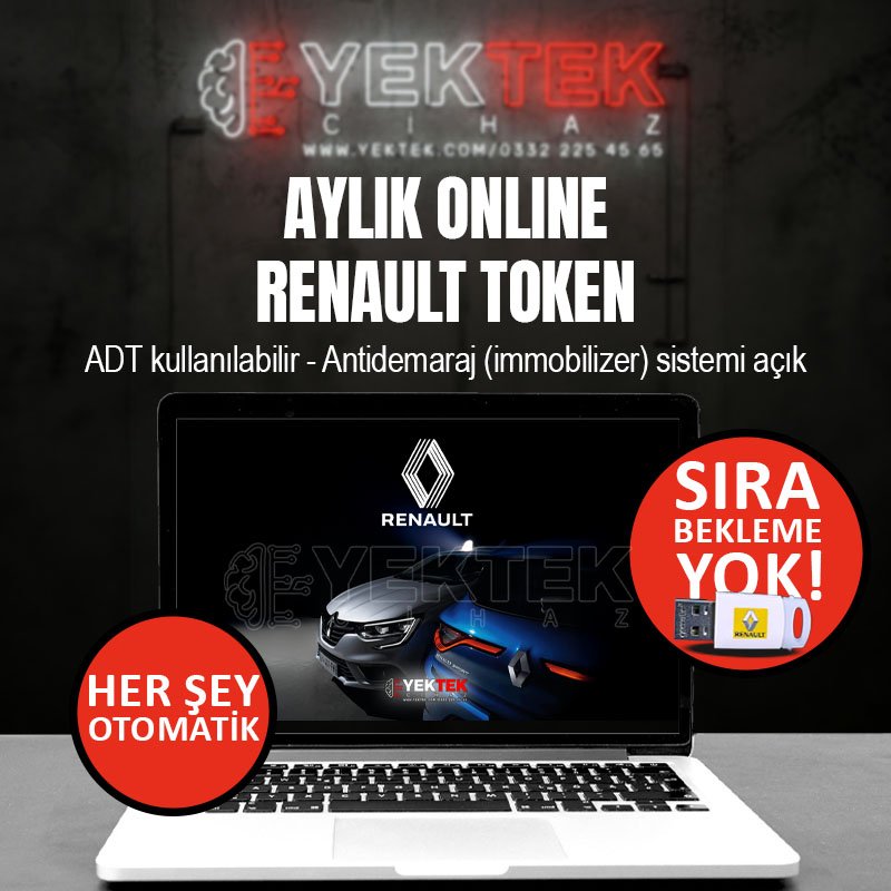 Renault Online Token – Aylık Lisans (ADT Uyumlu, İmmobilizer Sistemi Açık)